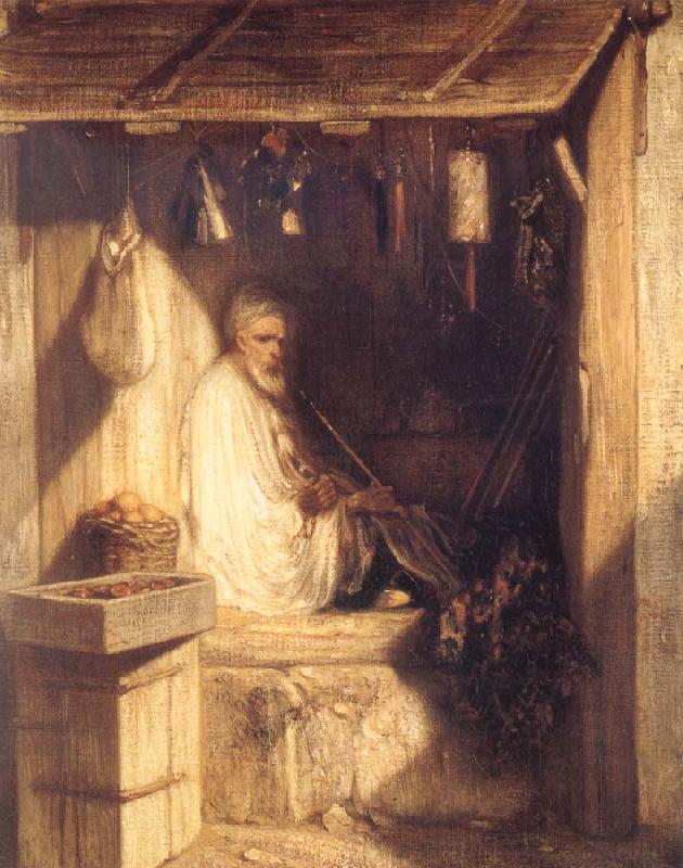 Alexandre Gabriel Decamps Tukish Merchant Smoking in his Shop oil painting image